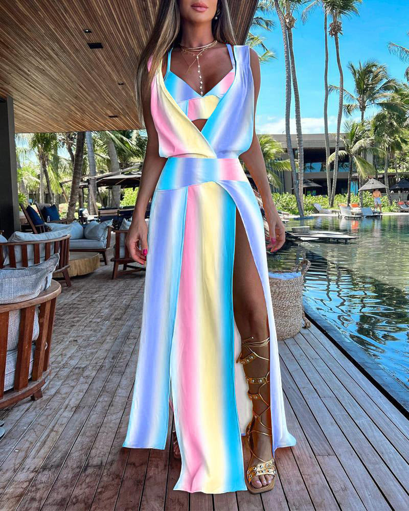 Zweiteiliger Rückenausschnitt-Kleid