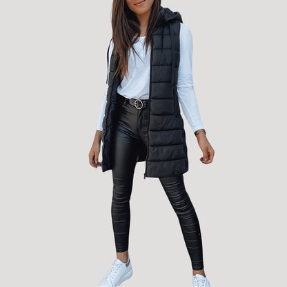 Damen Steppweste Winter Warm mit Kapuze