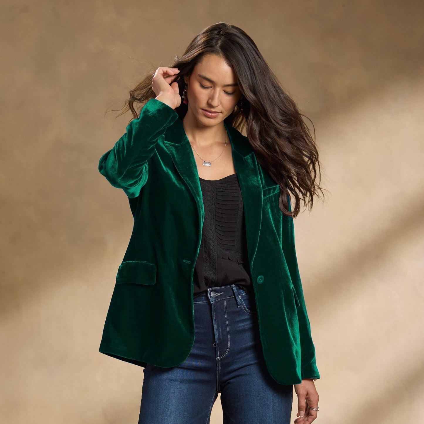 Herbstjacke Damen Samtjacke Gestickt Modern