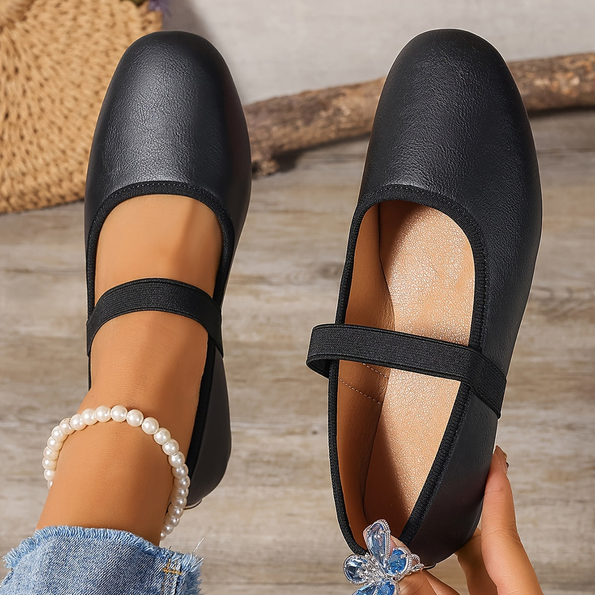 Elegante Weiße Ballerinas Mary Jane Schuhe Damen
