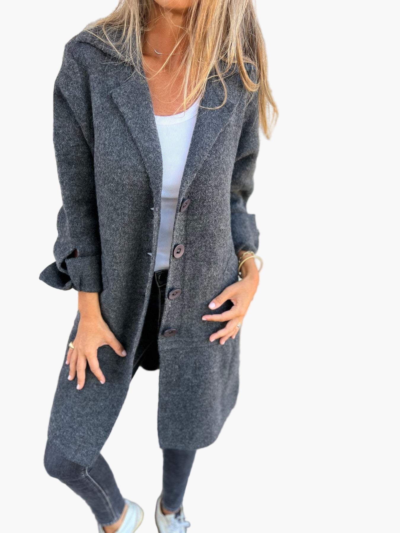 Damen Mantel Relaxed Fit mit Knöpfen Modern