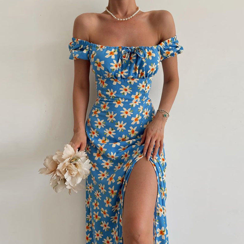 BerlinGlamour bedrucktes Kleid mit offener Schulter