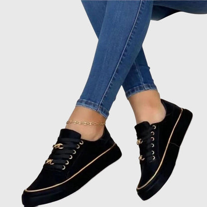 Damen Sneaker Lässig Samt Schnürsenkel Sommer