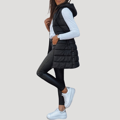Damen Steppweste Winter Warm mit Kapuze