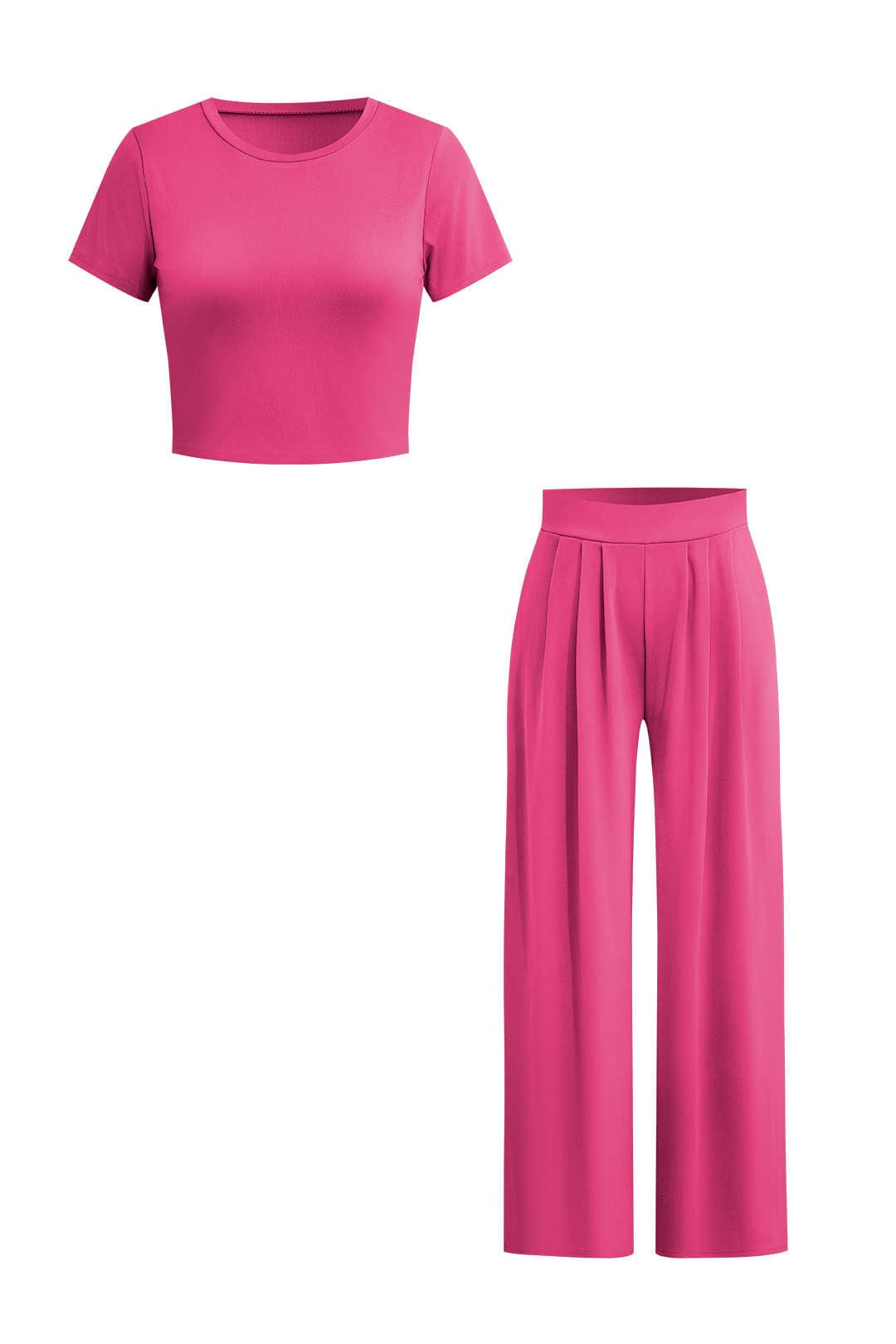 Elegantes Frauen Zweiteiler Set Crop Top Palazzo Hose