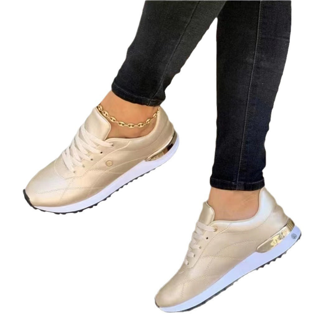 Leder Sneaker Damen Bequem Sportlich Schwarz - BerlinGlamour