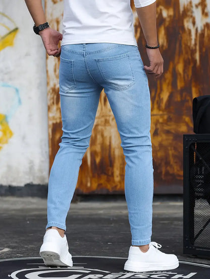 Herren Skinny Jeans Stretch Denim Slim Fit
