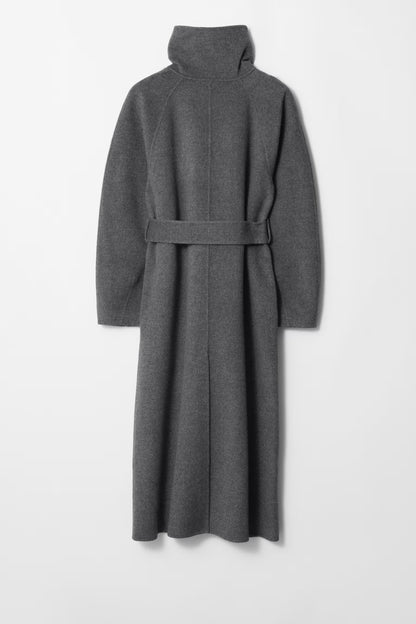 Eleganter Damenmantel Stehkragen Bindegürtel Damenparka