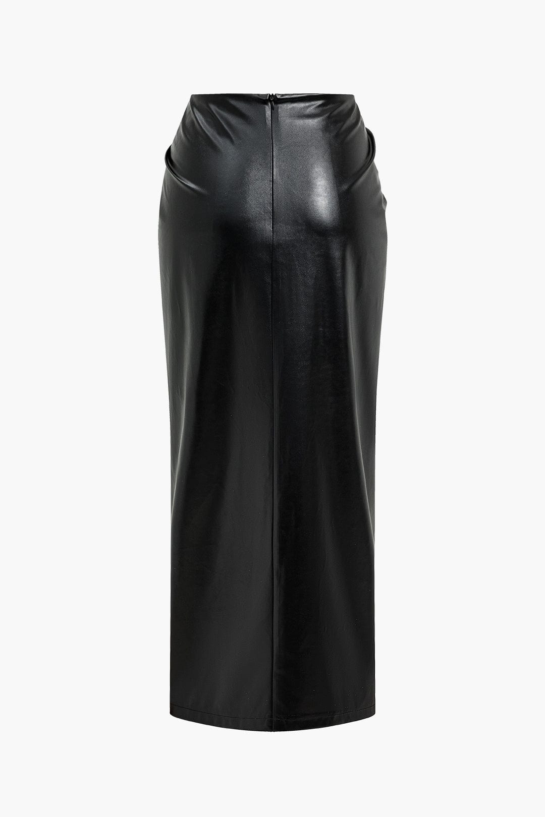 Kunstlederrock Damen Elegant Mittellang Wickelrock