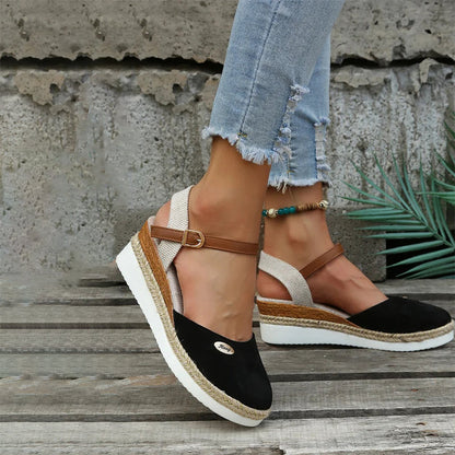 Vintage Sandalen Wedge Heels Damen Schuhe