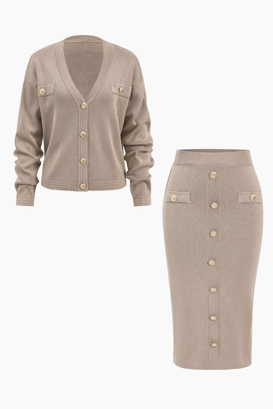 Strick-Set Damen Cardigan Bleistiftrock Lang - BerlinGlamour