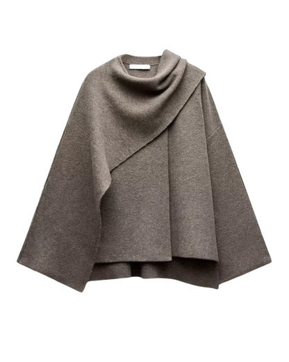 Damen Cape Mantel Elegantes Drapierter Schal