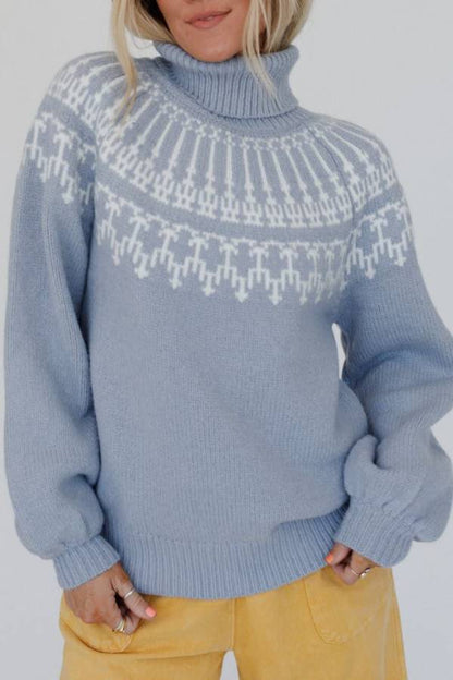 Weihnachtspullover Rollkragen Langarm Verdickt Gestrickt