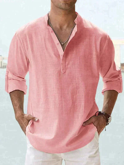 Herren Hemd Henley Baumwolle Modern