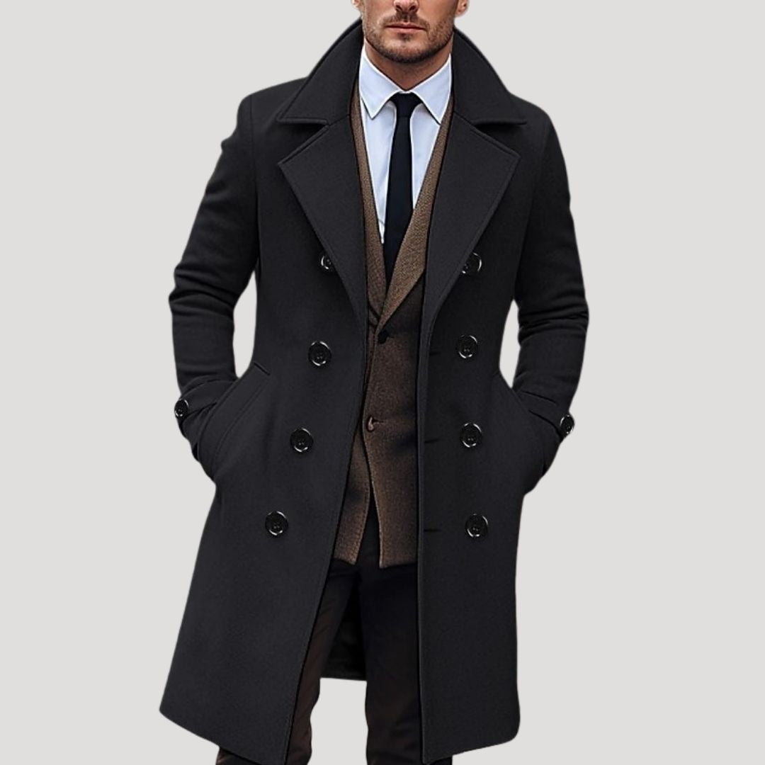 Herren Langmantel Frühjahr Zweireiher Modern Schlank - BerlinGlamour