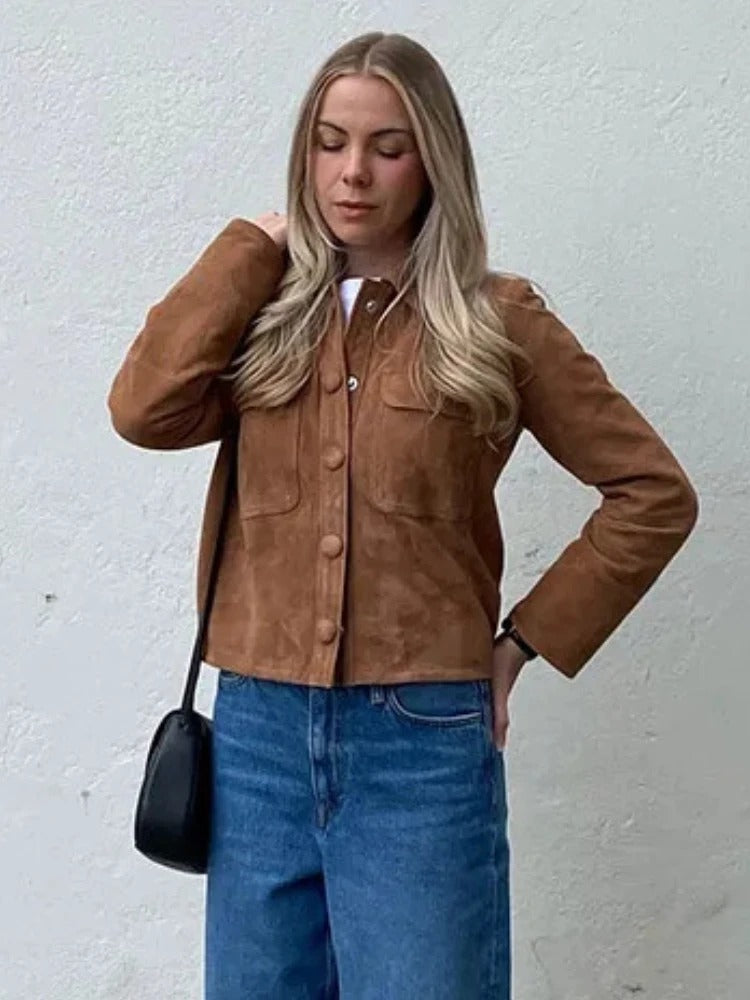 Lederjacke Damen Stylisch Wildleder Modern