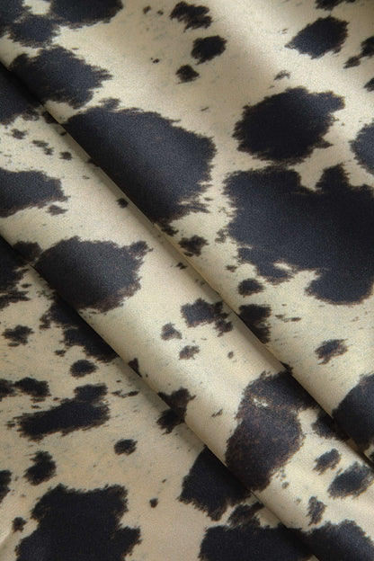 Midirock Satin Hochtailliert Kuhfellmuster Damenrock