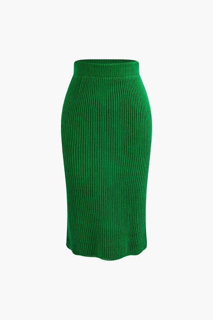 Klara | Damen Strick-Set Wickel-Oberteil Bleistiftrock Eleganz