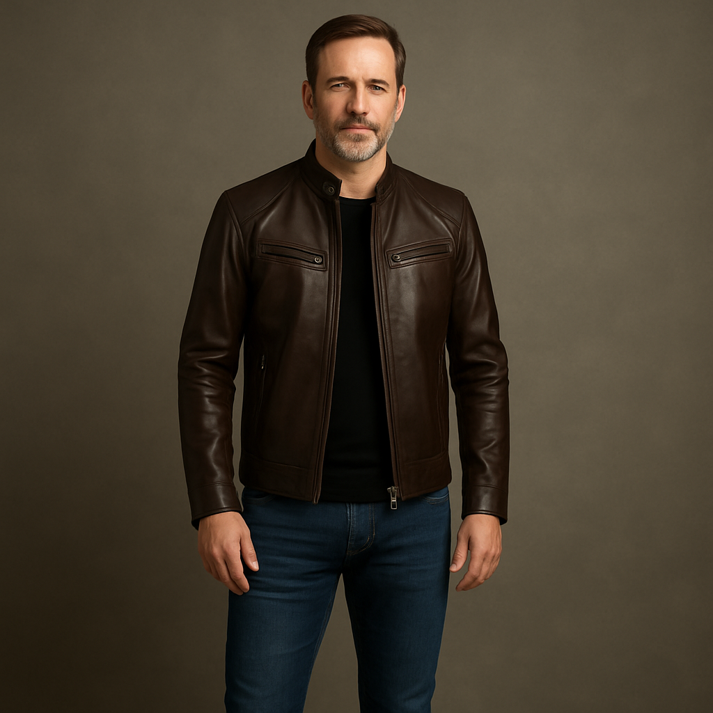 Lederschutzjacke Herren Schwarz Elegant - BerlinGlamour