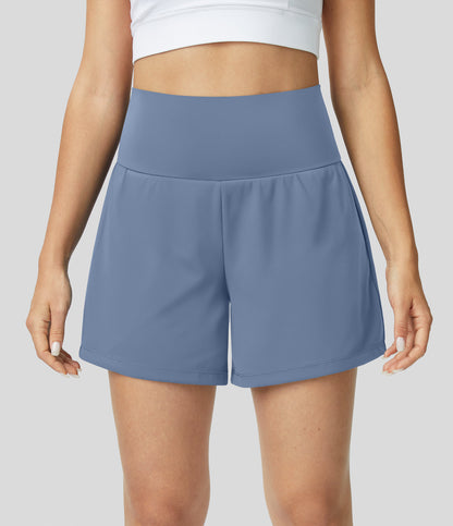 Damen Sportshorts Hohe Taille Mit Taschen