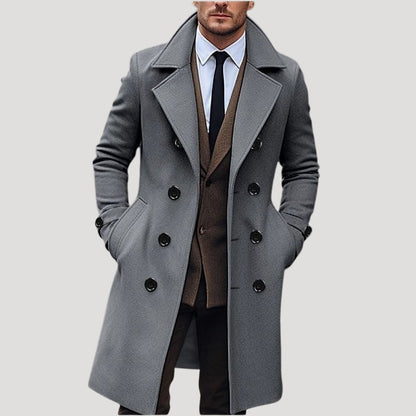 Herren Langmantel Frühjahr Zweireiher Modern Schlank