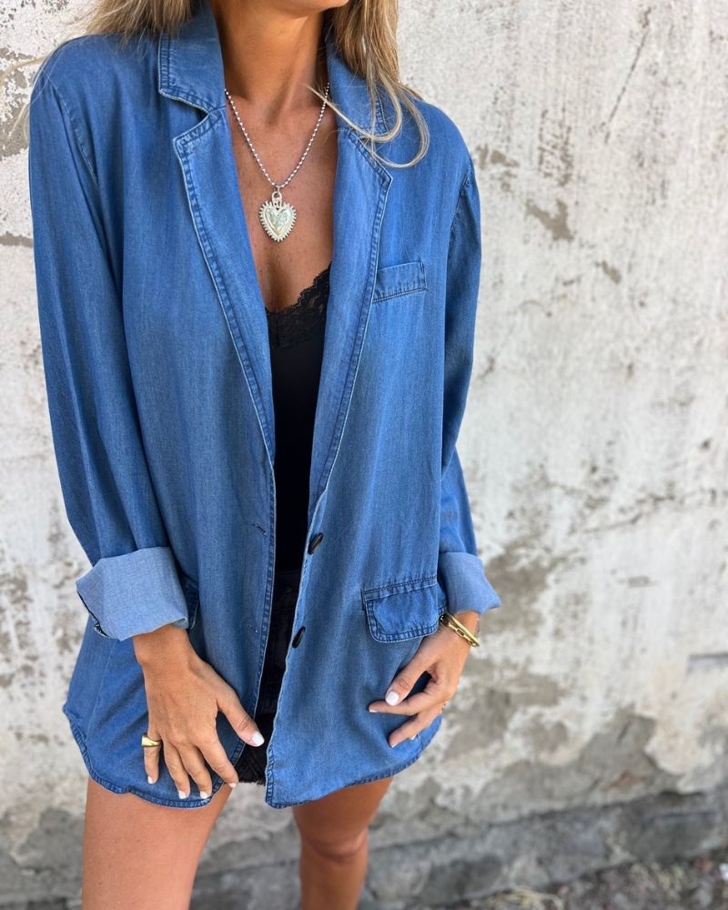 Lederblazer Denim Blazer Modern Lässig