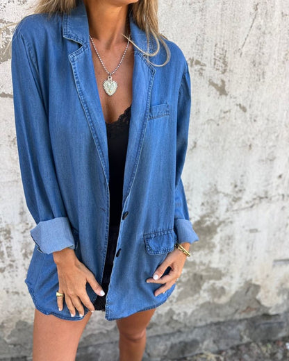 Lederblazer Denim Blazer Modern Lässig
