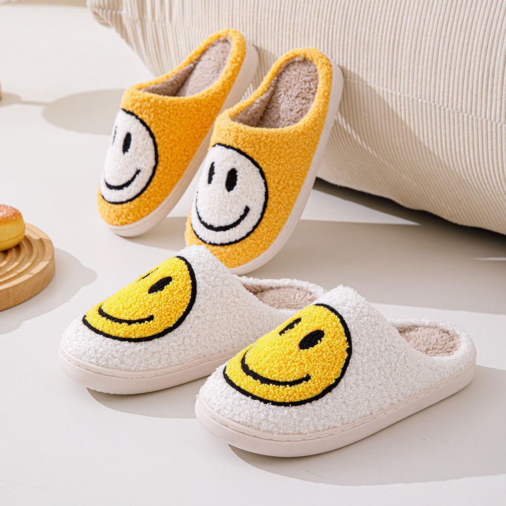 Weiche Pelzpantoffel Smiley Muster Warm