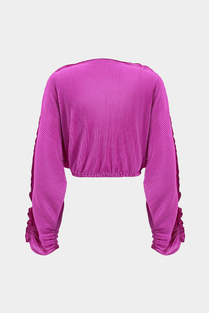 Elegantes Zweiteiler Set Crop Top Weite Hose Frauen