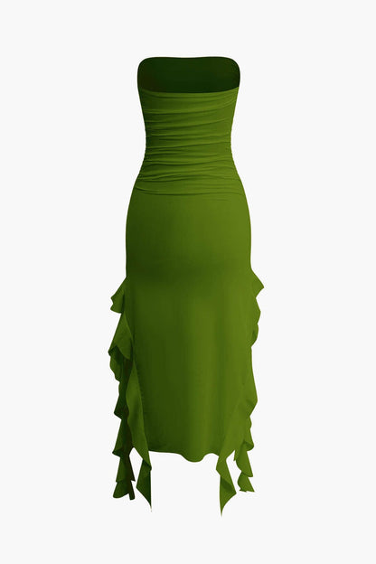 Elegantes Maxikleid mit Volant und Rüschen