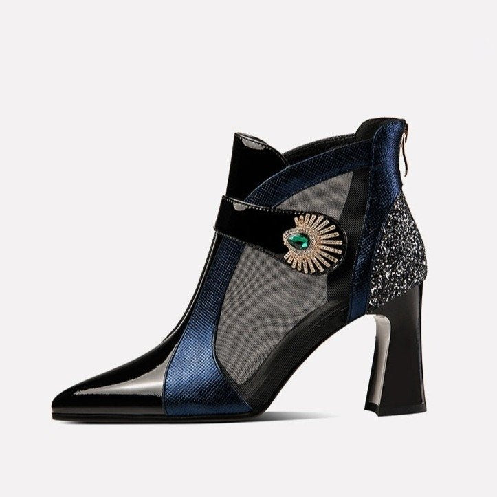 Stiletto Knöchelstiefel High Heel Damen Schuhe Glitter