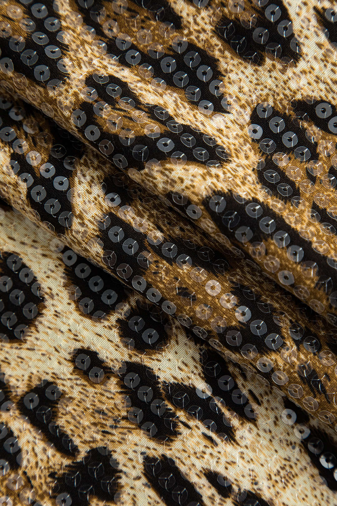 Glamouröser Minirock Pailletten Leopard-Print Damenrock