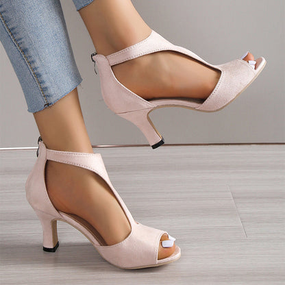 Damen Sandalen Peep Toe mit Reißverschluss Sommer