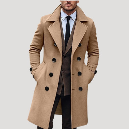 Herren Langmantel Frühjahr Zweireiher Modern Schlank