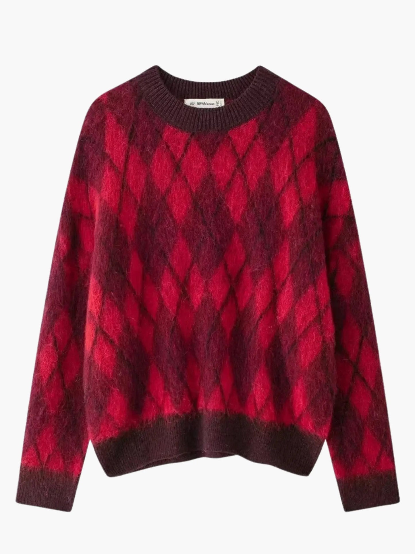 Rot Strickpullover Argyle Muster Vintage Style - BerlinGlamour