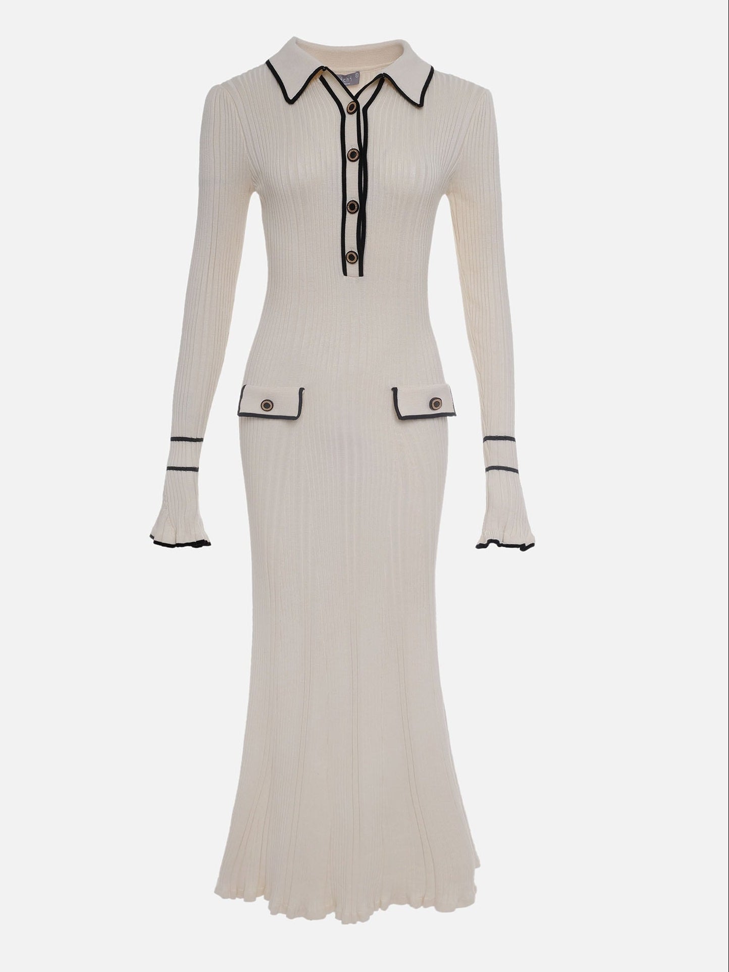 Damen Kleid Frühlingslook Rippstrick Midilänge