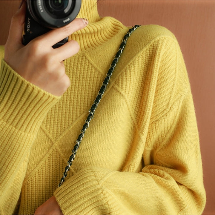 Weicher Rollkragenpullover Zopfmuster Frauenpullover