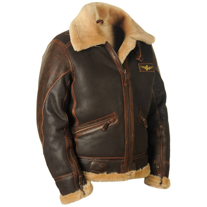 Leder Pilotenjacke Stilvoll Schwarz