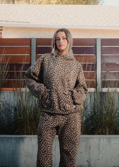 Leopardenmuster Hoodie Set Damen Jogginghose Trendy Sportlich - BerlinGlamour
