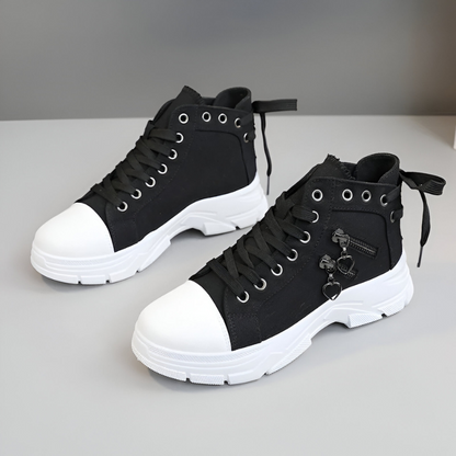 Damen Sneaker High-Top Jeansblau Reißverschluss Schuhe