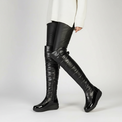 Damen Winterstiefel Gefüttert Warm Overknee Stiefel mit Schleife