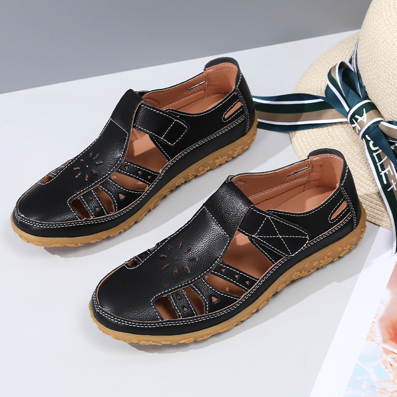Leichte Sommerschuhe Klettverschluss Lochmuster Damen Schuhe