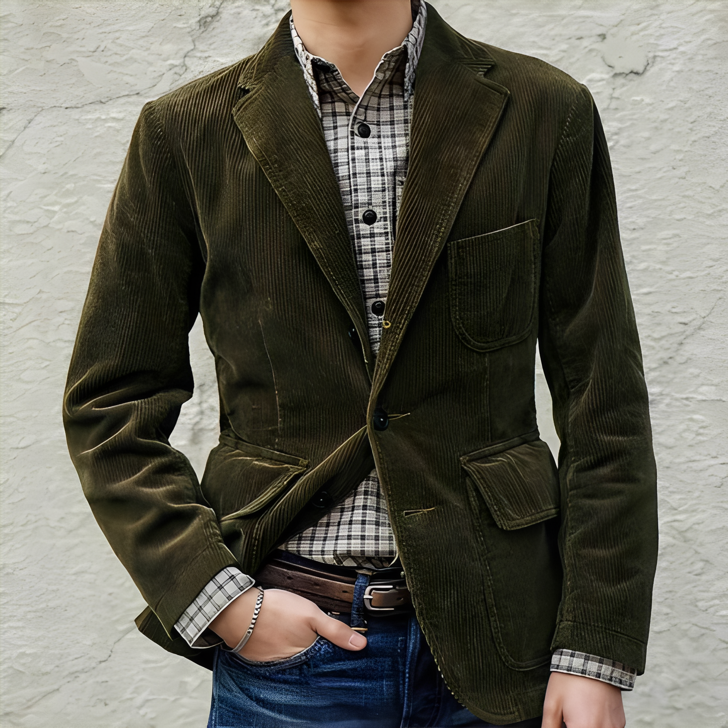 Herren Wolljacke Mit Taschen Warm Bequem