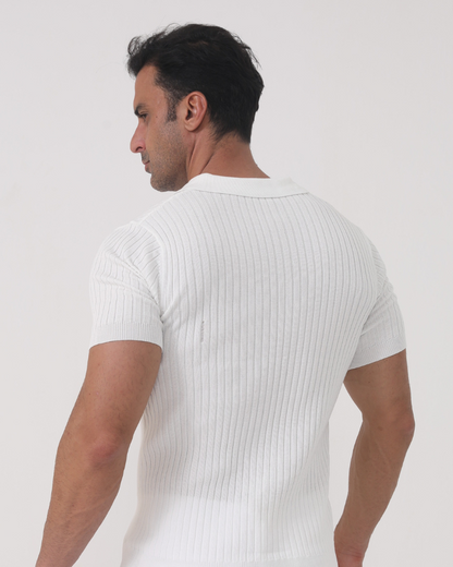 Herren Poloshirt V-Ausschnitt Strick Qualität
