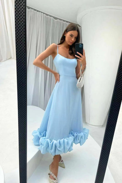 Elegantes Damenkleid für Hochzeitsgäste mit Rüschen