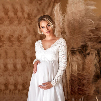 Schwangere Maxikleid Elegant Spitze Lang