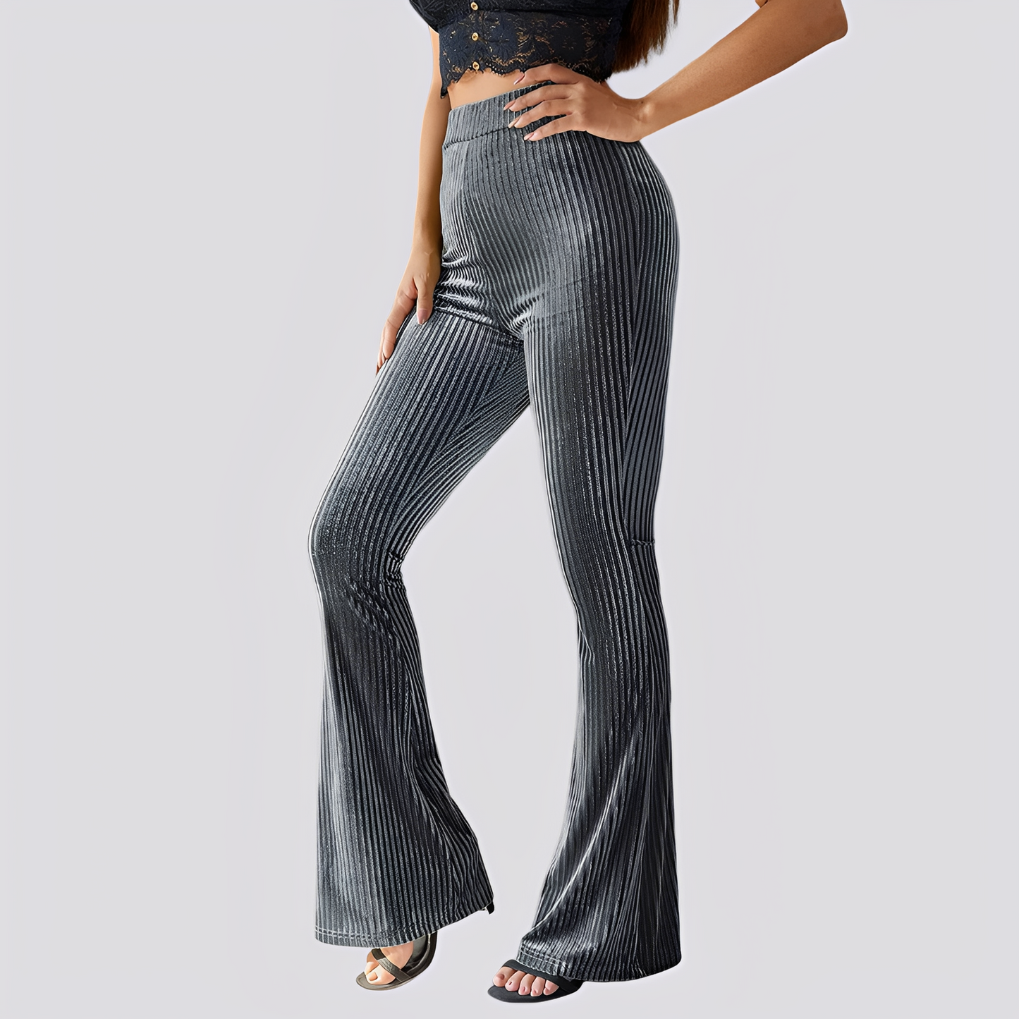 Cordhose Damen Lässig Bequem Schwarz