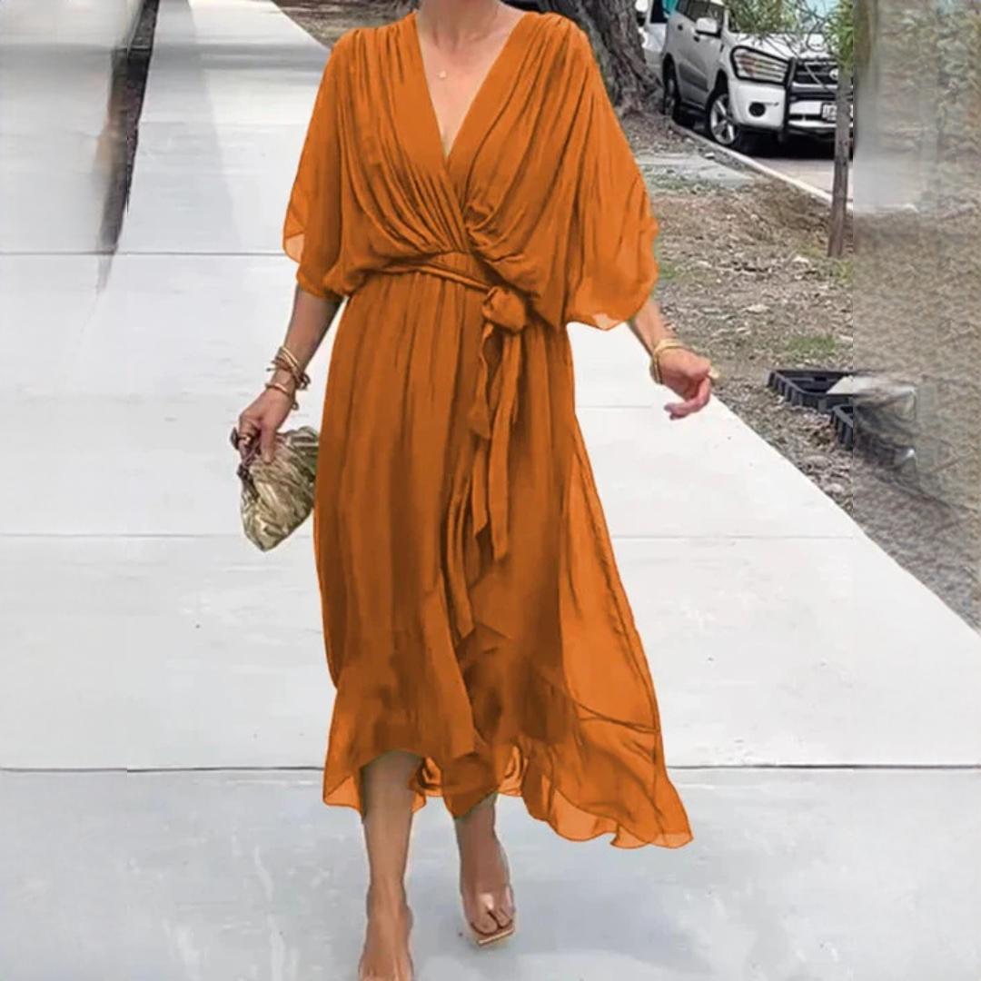 Elegantes V-Ausschnitt Kleid Damen Stilvoll