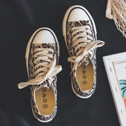 Damen Sneaker Leopard Muster Trendy Schuhe