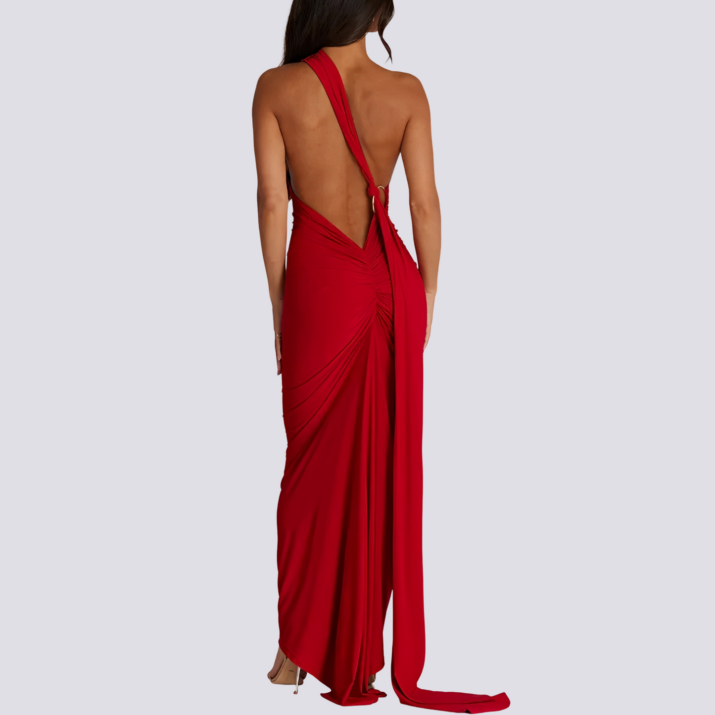 Rückenfreies Plisseekleid Damen Elegant Sommerkleid